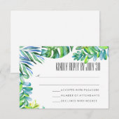 Waterverf Groene bladeren groen bruiloft RSVP Kaartje (Voorkant / Achterkant)