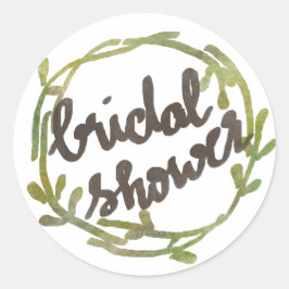 Waterverf Groene bladeren Herfst Vrijgezellenfeest Ronde Sticker