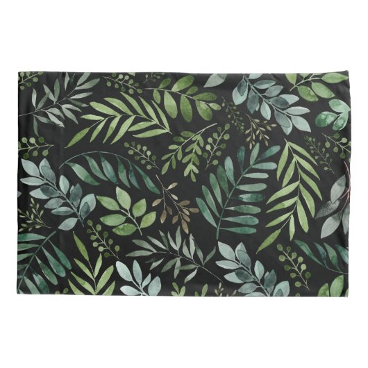 Waterverf groene bladeren   kussensloop (Achterkant)