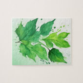 Waterverf Groene bladeren Legpuzzel (Horizontaal)
