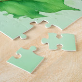 Waterverf Groene bladeren Legpuzzel (Zijkant)