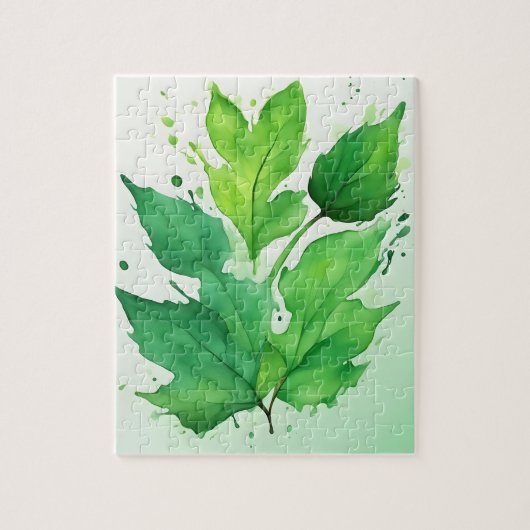 Waterverf Groene bladeren Legpuzzel (Verticaal)