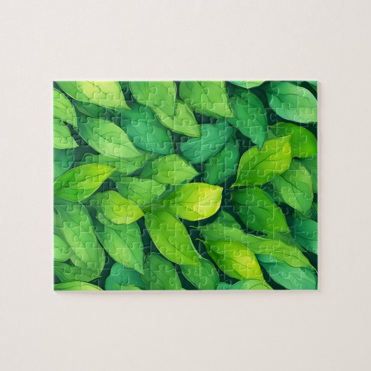 Waterverf Groene bladeren Legpuzzel (Horizontaal)