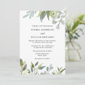 Waterverf groene bladeren Modern Wedding Kaart (Staand voorkant)