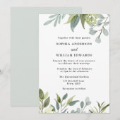 Waterverf groene bladeren Modern Wedding Kaart (Voorkant / Achterkant)