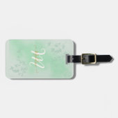 Waterverf Groene bladeren Monogram Bagagelabel (Voorkant horizontaal)
