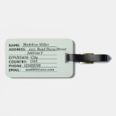 Waterverf Groene bladeren Monogram Bagagelabel (Achterkant horizontaal)