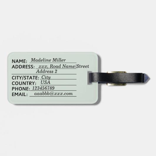 Waterverf Groene bladeren Monogram Bagagelabel (Achterkant horizontaal)