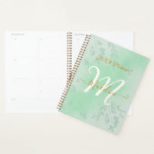 Waterverf Groene bladeren Monogram Planner (Display)