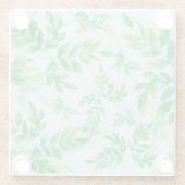 Waterverf Groene bladeren op water Glazen Onderzetter (Achterkant)