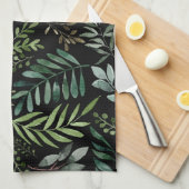 Waterverf groene bladeren  theedoek (Quarter Fold)