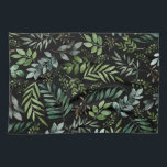 Waterverf groene bladeren  theedoek<br><div class="desc">Elegant Waterverf bladeren en vertakkingen patroon</div>