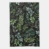 Waterverf groene bladeren  theedoek (Verticaal)
