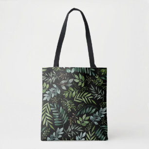 Waterverf groene bladeren tote bag