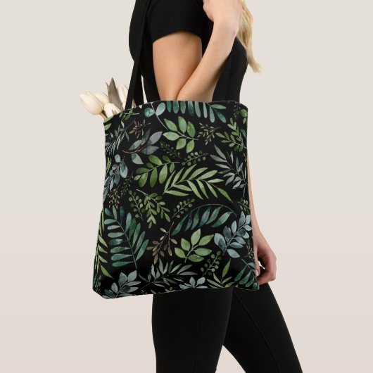 Waterverf groene bladeren  tote bag (Dichtbij)