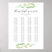 Waterverf groene bladeren trouwzitje poster (Voorkant)