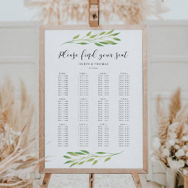 Waterverf groene bladeren trouwzitje poster