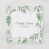 Waterverf Groene bladeren Vierkante Visitekaartje (Voorkant)