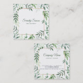 Waterverf Groene bladeren Vierkante Visitekaartje (Voorkant / Achterkant)