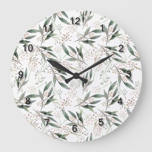 Waterverf groene bladgom nootroze bloem grote klok (Voorkant)