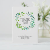 Waterverf groene bladkrans | Dank u Bedankkaart (Staand voorkant)