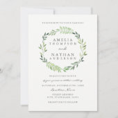 Waterverf Groene Bladkrans Huwelijksuitnodiging Kaart (Voorkant)