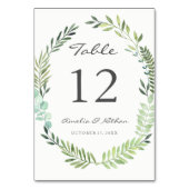 Waterverf Groene Bladkrans Tafelnummer Kaarten (Achterkant)