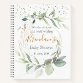 Waterverf Groene bladzijden Baby shower Gastboek Notitieboek (Voorkant)
