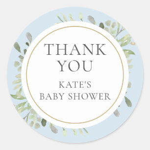 Waterverf Groene Blauw Baby Shower Bedankt Ronde Sticker