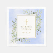 Waterverf Groene Blauwe Doop Christening Servet (Voorkant)