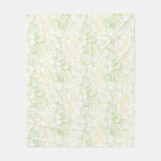 Waterverf groene bloemen fleece deken (Voorkant)