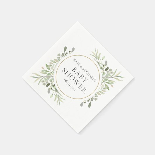 Waterverf Groene Bloemige Baby Shower Servet (Hoek)