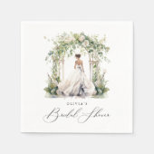 Waterverf Groene Bloemige Bruiloftsdouche Servet (Voorkant)