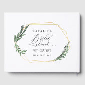 waterverf groene bloemige elegante bruids-shower w gastenboek (Achterkant)