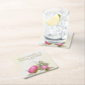 Waterverf Groene Bloemrijke Elegante Bruidsdouche Kartonnen Onderzetters (Insitu)