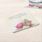 Waterverf Groene Bloemrijke Elegante Bruidsdouche Kartonnen Onderzetters (Schuin)