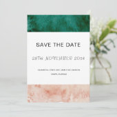 Waterverf Groene Blush roze bruiloft Save The Date (Staand voorkant)