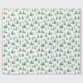 Waterverf groene bomen bospatroon cadeaupapier (Vlak)