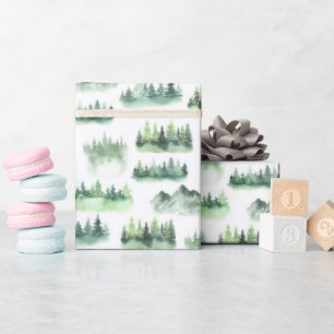 Waterverf groene bomen bospatroon cadeaupapier