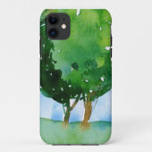 waterverf groene bomen. Case-Mate iPhone case (Achterkant)