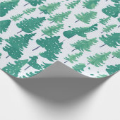 Waterverf Groene Bomen Kerst Patroon Cadeaupapier (Hoek)