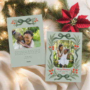 Waterverf Groene Boog Prettig Kerst Foto Feestdagenkaart