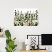 Waterverf groene bos wandkunst poster (Thuiskantoor)