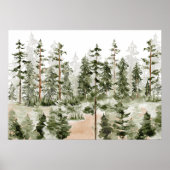 Waterverf groene bos wandkunst poster (Voorkant)