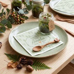 Waterverf groene bosbomen Cute Vos Verjaardag Servet