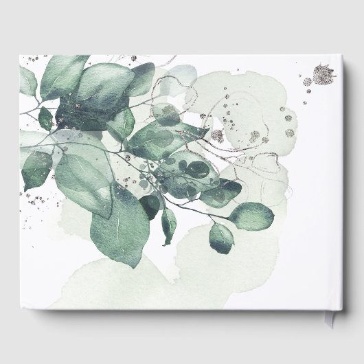 Waterverf groene botanische gepersonaliseerde brui gastenboek (Achterkant)