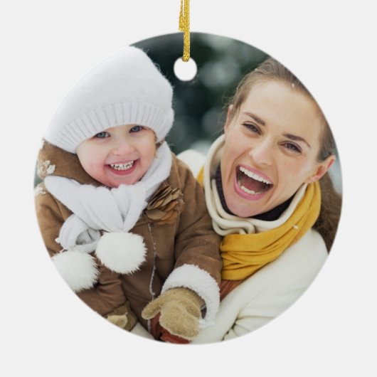 Waterverf Groene Botanische Lijst 2 Foto Kerst Keramisch Ornament (Achterkant)