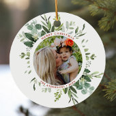 Waterverf Groene Botanische Lijst 2 Foto Kerst Keramisch Ornament