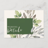 Waterverf Groene Botanische QR Code Bruiloft Informatiekaartje (Voorkant)