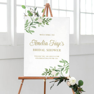 Waterverf Groene Bruiloft Bridal Shower Verwelkomi Poster